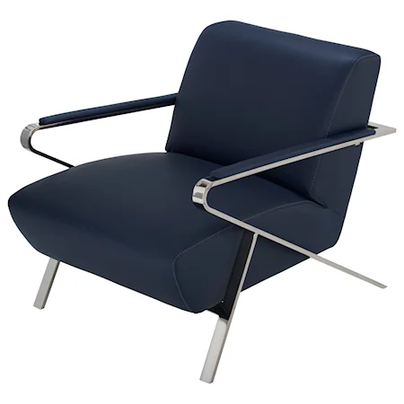 Contemporary Accent Chair with Architectural Metal Base